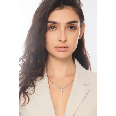 Halbstarre Damenkette Weißgold 750 mit Diamanten