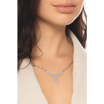 Halbstarre Damenkette Weißgold 750 mit Diamanten