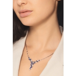 Weißgold Damenkette mit Saphiren und Diamanten 2