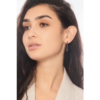 Tennis Ohrringe Weißgold mit Saphir blau