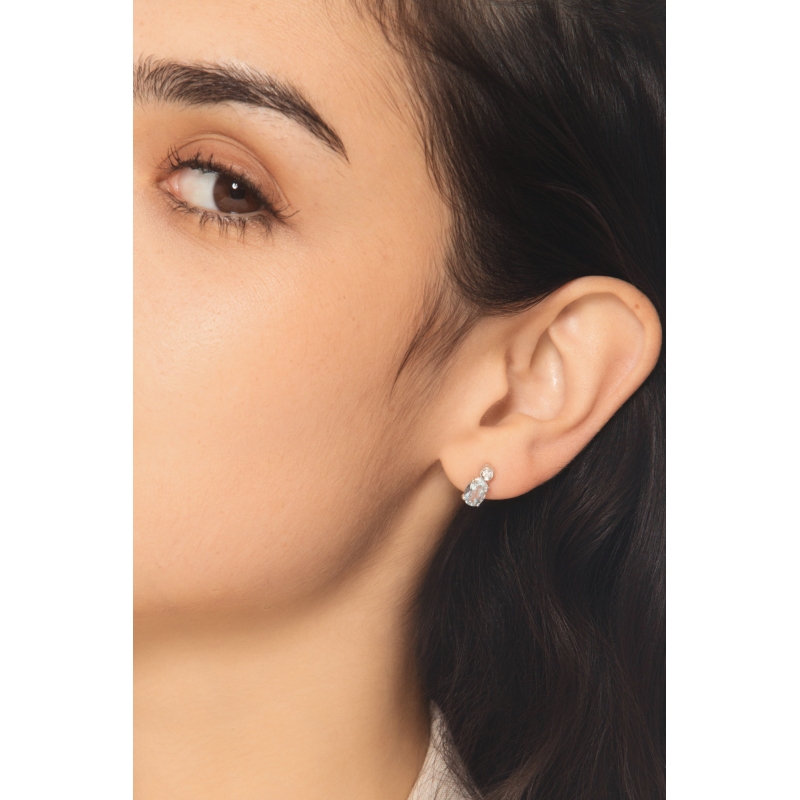 Aquamarin Ohrstecker mit Diamanten Weißgold 18K Aquamarin Ohrstecker mit Diamanten Weißgold 18K