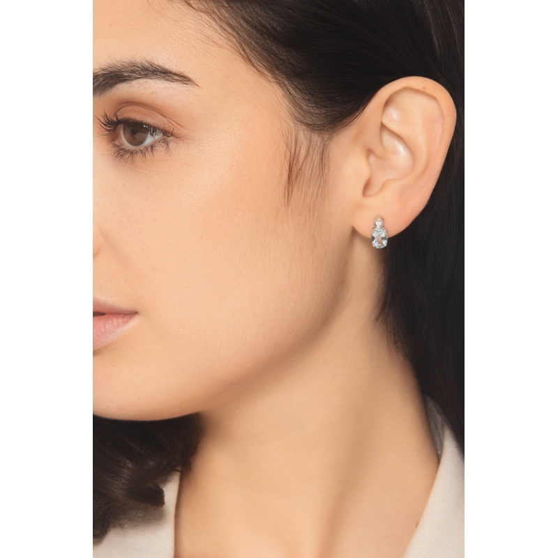 Ohrstecker Weißgold mit Aquamarin und Diamanten Ohrstecker Weißgold mit Aquamarin und Diamanten