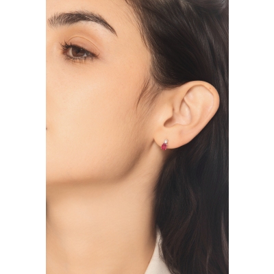 Ohrstecker Weißgold 750 mit Rubinen und Diamanten