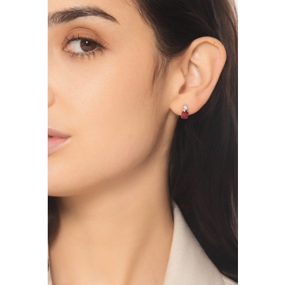 Rubin Ohrstecker mit Diamanten 750er Weißgold