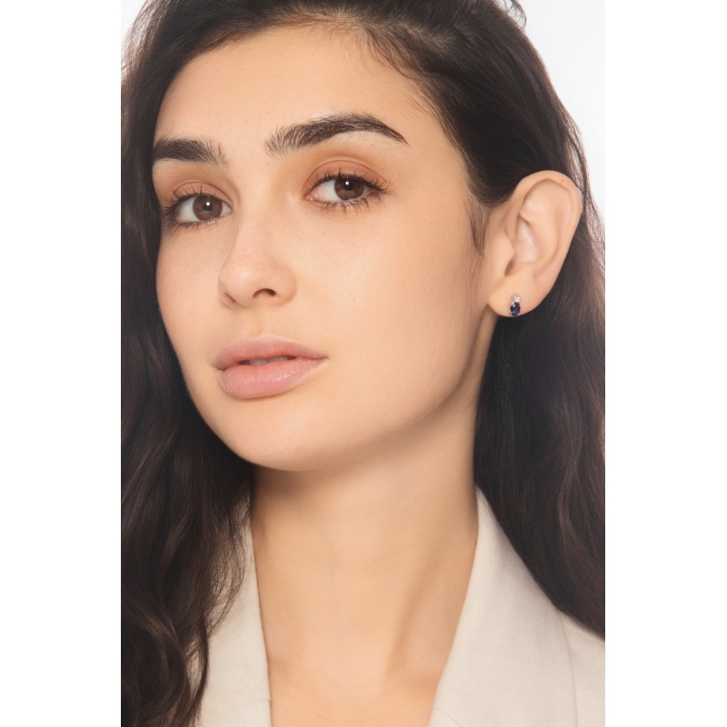 Weißgold 750 Saphir Ohrstecker mit Diamanten 