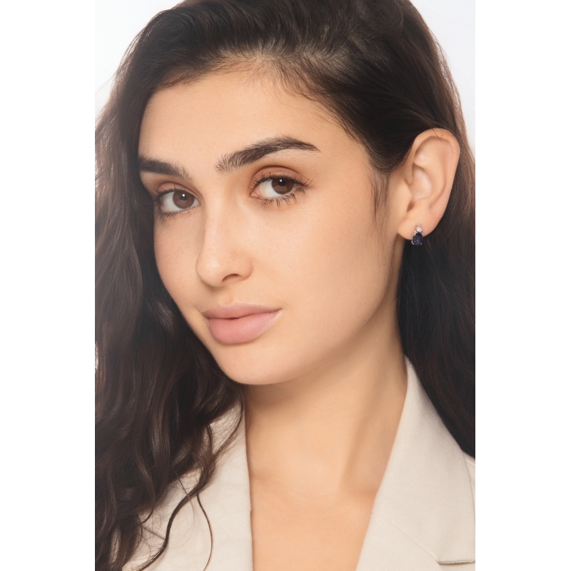 Saphir blau Ohrstecker mit Diamanten Weissgold Saphir blau Ohrstecker mit Diamanten Weissgold