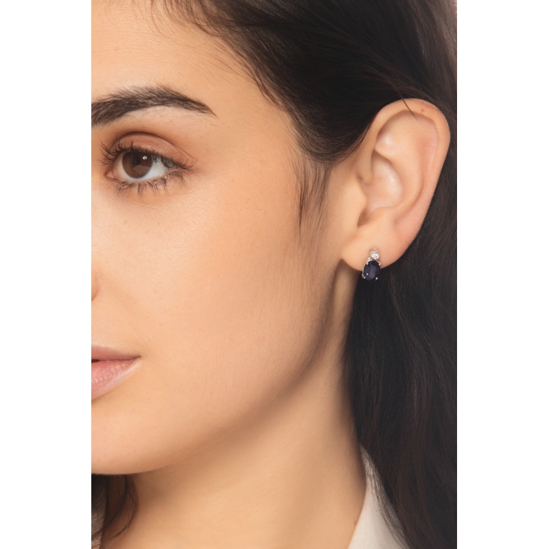 Saphir blau Ohrstecker mit Diamanten Weissgold Saphir blau Ohrstecker mit Diamanten Weissgold