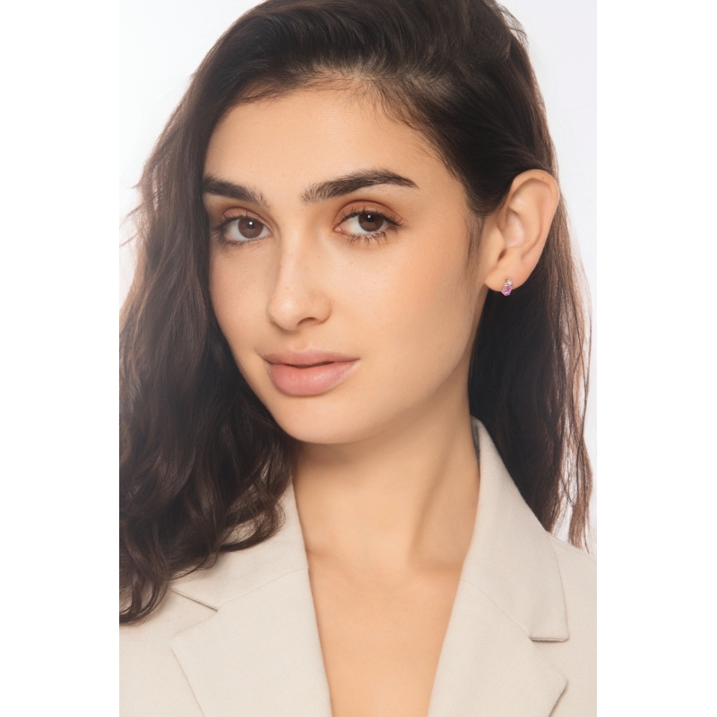 Weissgold 18K Ohrstecker mit Saphir rosa und Diamanten Weissgold 18K Ohrstecker mit Saphir rosa und Diamanten