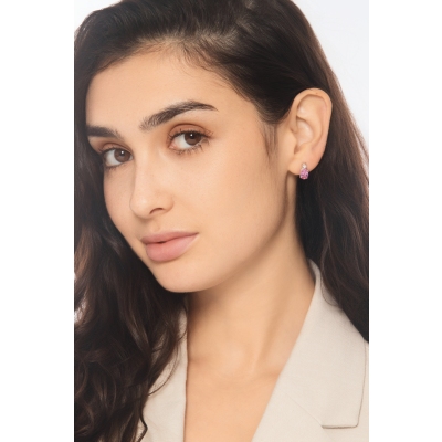 Rosa Saphir Weißgold Ohrstecker mit Diamanten