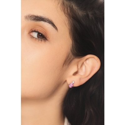 Rosa Saphir Weißgold Ohrstecker mit Diamanten