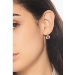 Ohrringe Tropfen aus Saphir rosa und Diamanten 2