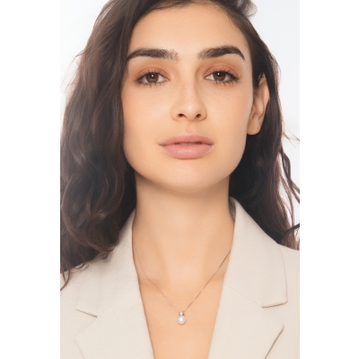 Damenkette mit Perle und Diamant Weißgold 750