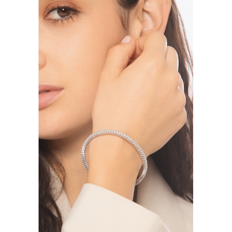 Elastisches Diamant Armband Damen Weissgold
