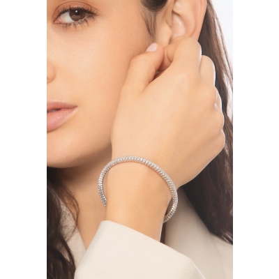 Elastisches Diamant Armband Damen Weissgold