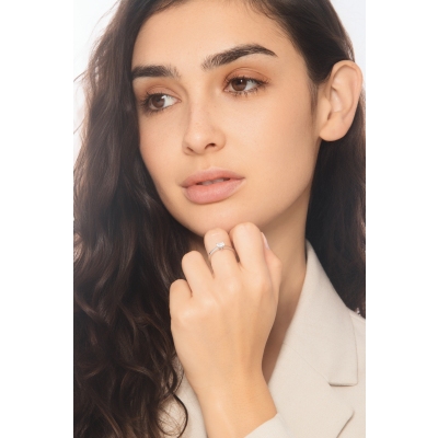 Ring mit Diamant Herzschliff 0.50 Kt GIA aus 18K Weißgold