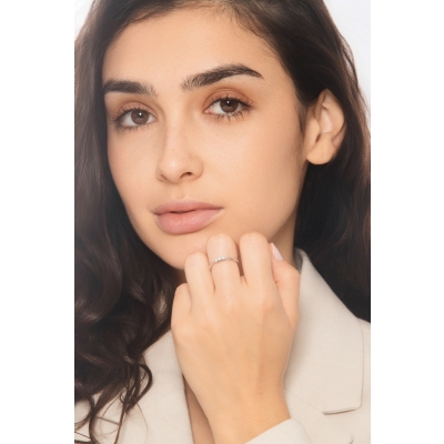 Weißgold 18K drei Diamanten Ring 