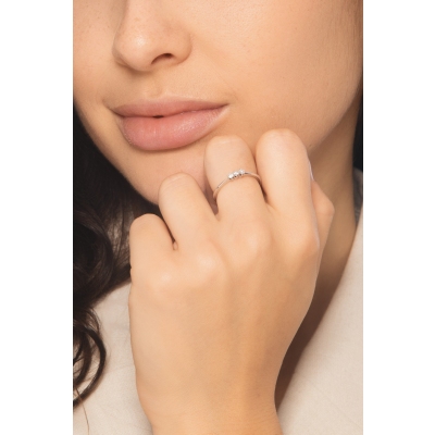 Weißgold 18K drei Diamanten Ring 