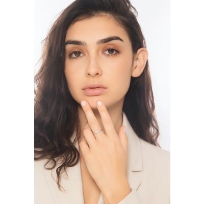 750er Weißgold Damenring mit drei Diamanten