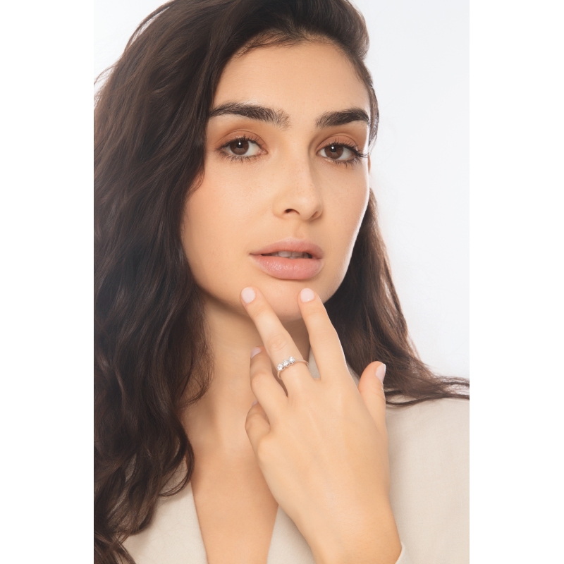 Drei Diamanten Damenring Weißgold 750