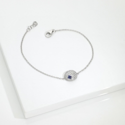 Armband mit ovalem Anhänger Diamanten Saphir blau 2