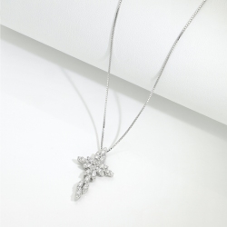 Diamant Kreuzkette Weißgold 18 Karat 2