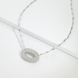 Halskette Weißgold mit ovalem Anhänger Diamanten  2
