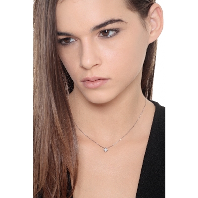 Moderne Solitär 18K Weßgold Kette mit Diamant-Anhänger