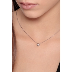 Moderne Solitär 18K Weßgold Kette mit Diamant-Anhänger 2