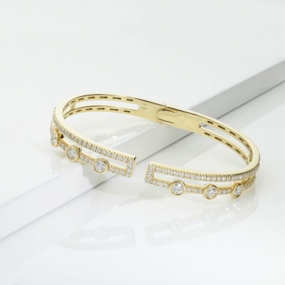 Gelbgold 750 halbstarres Armband mit Diamanten
