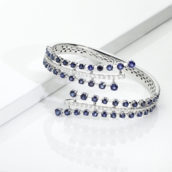 Saphir blau Armband Weissgold mit Diamanten