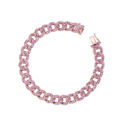 Rosa Saphir Iced Out Armband Damen Rosegold 18k