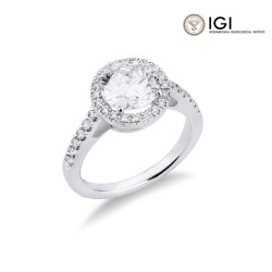 Verlobungsring mit Diamant 2 Karat IGI aus Weißgold 18K