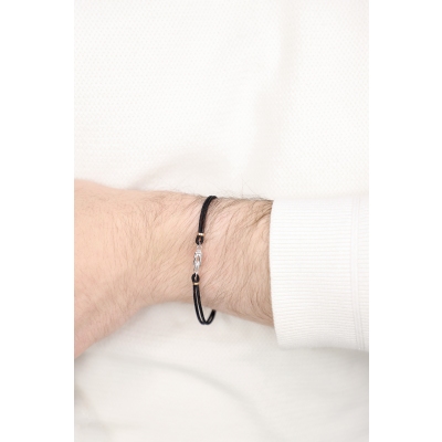Schwarzes Armband mit Knoten Weissgold
