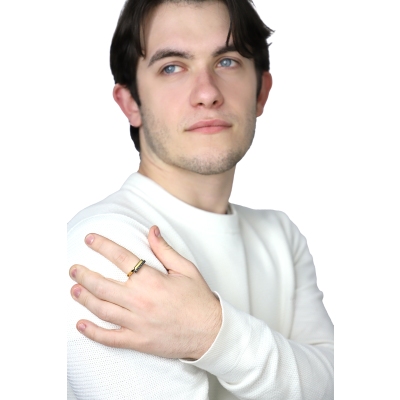 Herrenring Gelbgold mit schwarzen Diamanten