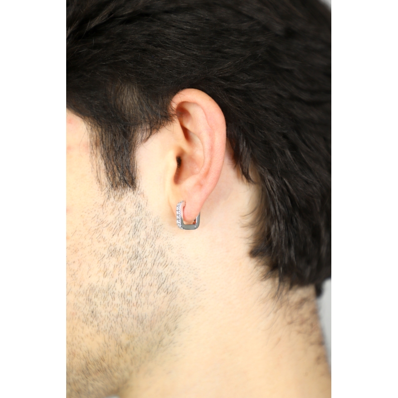 Einzelner Ohrring Herren Weissgold mit Diamanten