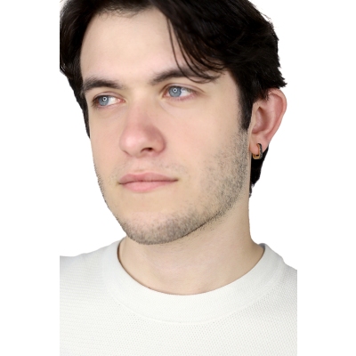 Einzelner Ohrring Gelbgold 18K schwarze Diamanten Herren