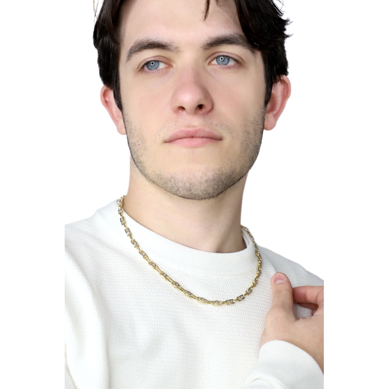 Kette Herren Weissgold Gelbgold 50 cm