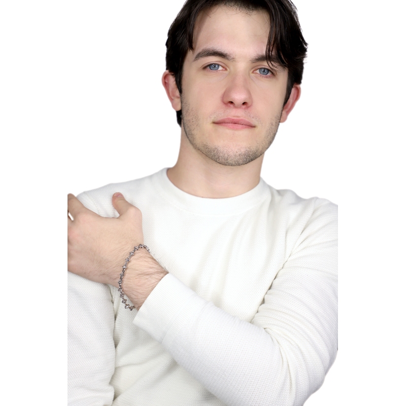 Designer Armband Herren Weissgold, 21 cm