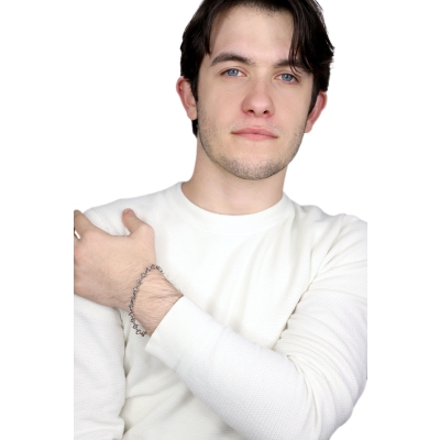 Designer Armband Herren Weissgold, 21 cm