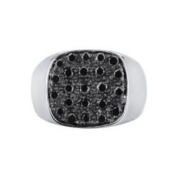 Kleiner Finger Ring Weißgold mit schwarzen Diamanten 2