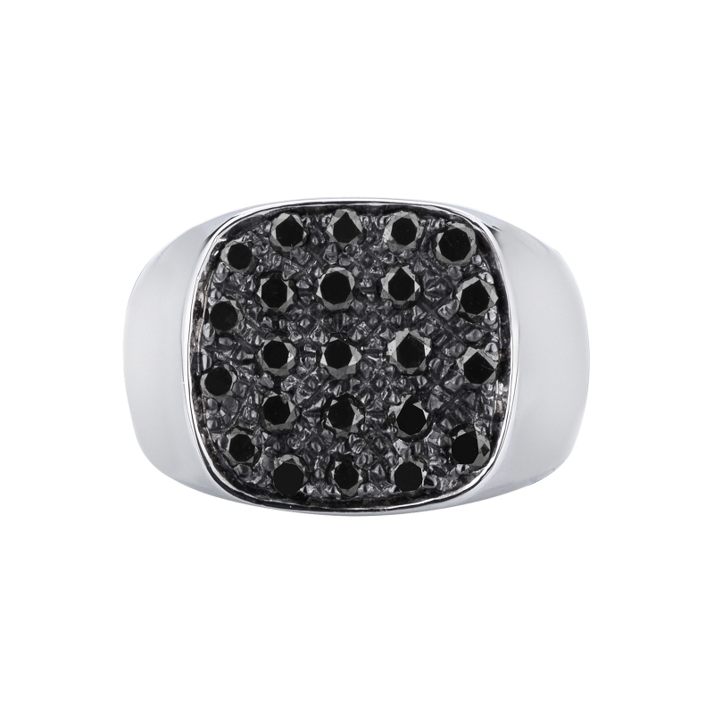 Kleiner Finger Ring Weißgold mit schwarzen Diamanten