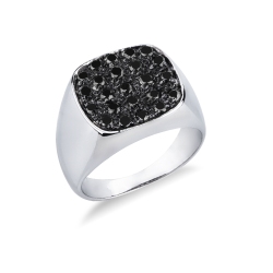 Kleiner Finger Ring Weißgold mit schwarzen Diamanten