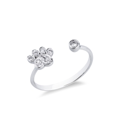 Ring mit Pfote aus 18 Karat Weißgold und Diamanten