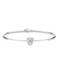 Weißgold Armreif mit Herz aus rosa Saphir und Diamanten