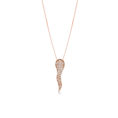 Roségold 18K Halskette mit Diamant-Hornanhänger 