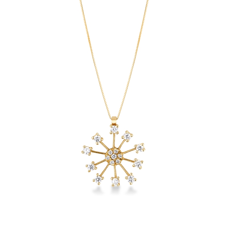 18K Gelbgold Kette mit Feuerwerksanhänger aus Diamanten 18K Gelbgold Kette mit Feuerwerksanhänger aus Diamanten