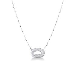 Halskette Weißgold mit ovalem Anhänger Diamanten