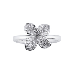 Blumen Ring Diamantring Weissgold 18K  2