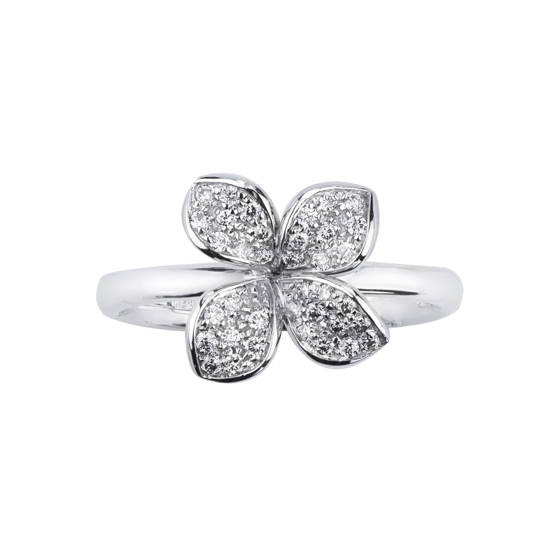 Blumen Ring Diamantring Weissgold 18K  Blumen Ring Diamantring Weissgold 18K