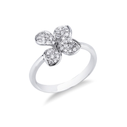 Blumen Ring Diamantring Weissgold 18K